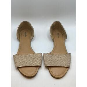 MERONA Women's Beige Studded Flat Open Almond-Toe Slide Sandals SZ 9